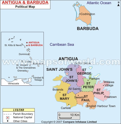 antigua barbuda politisch karte
